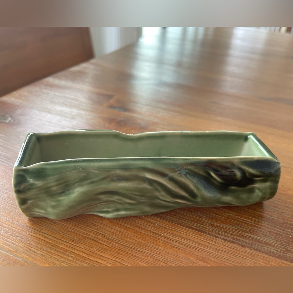Vintage 1950’s Wade Pottery England - Small Green Tree Log Posy Vase Planter